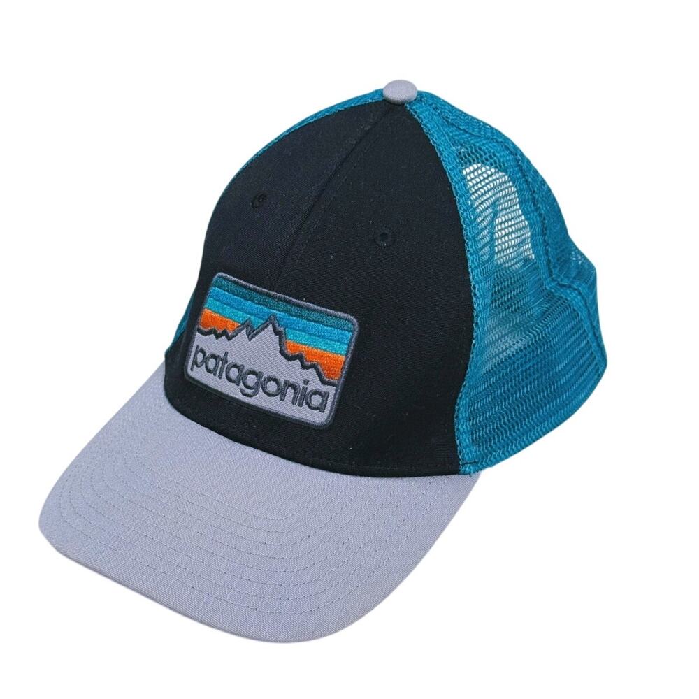Patagonia Horizons Trucker Hat Mesh Snapback Black Teal Outdoor Hiking Trail - Picture 2 of 7